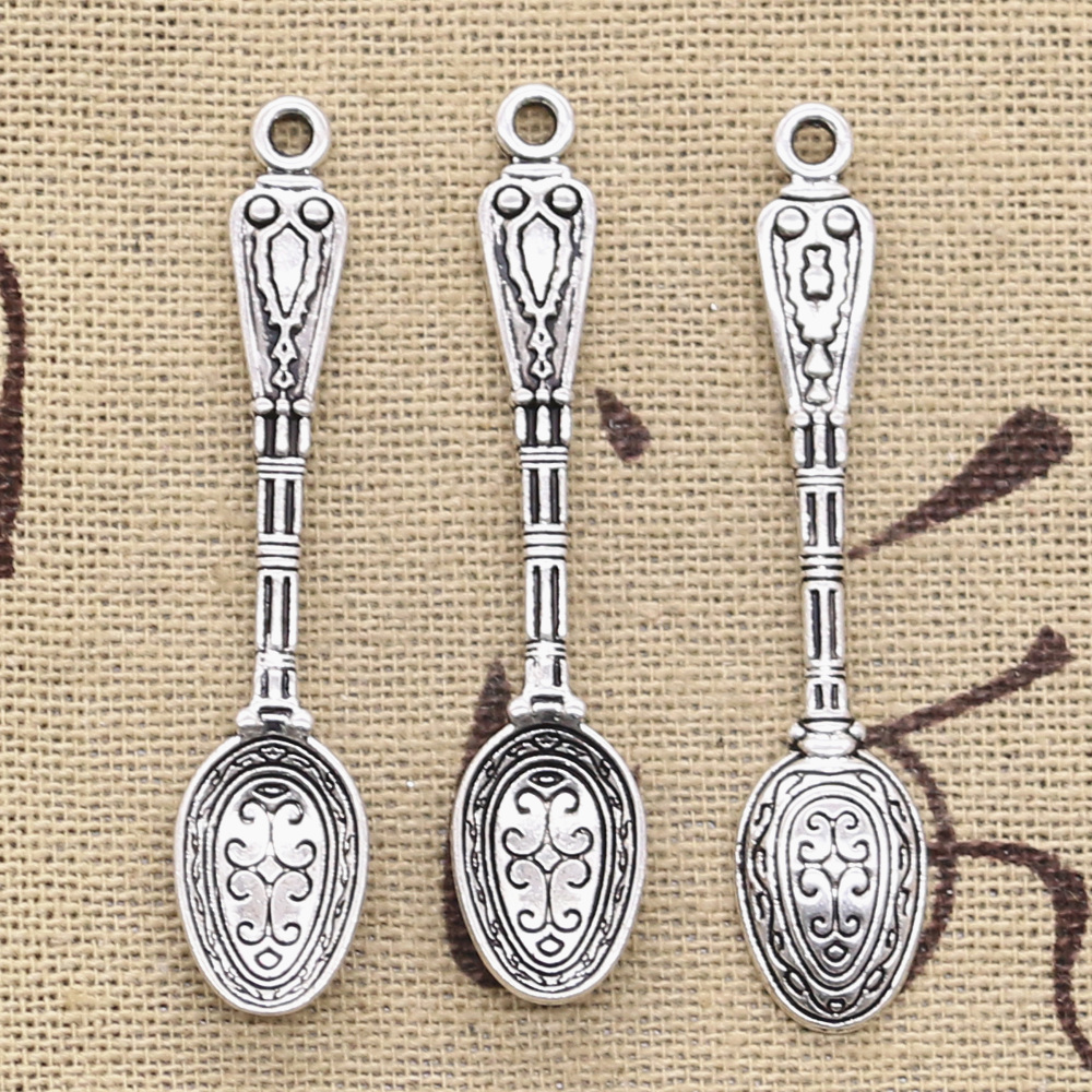 Gold Cutlery Flatware - 15pcs Charms Pattern Spoon 48x10mm Antique