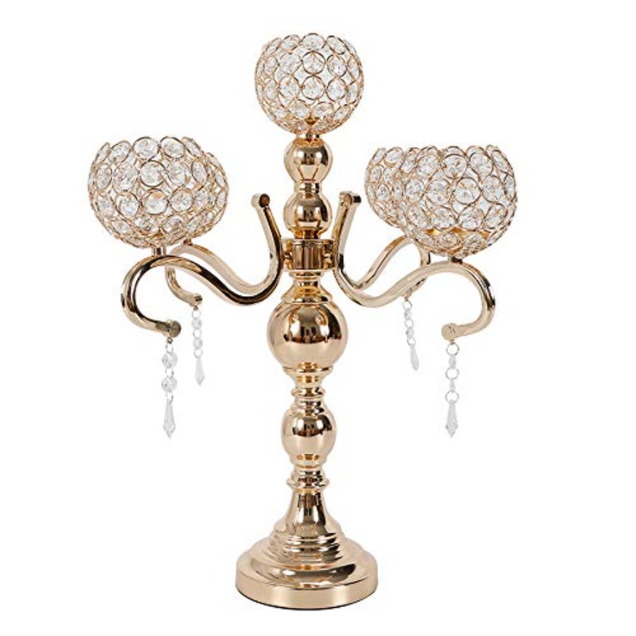Crystal Ball Decor - 5 Arms Candle Holder for Wedding