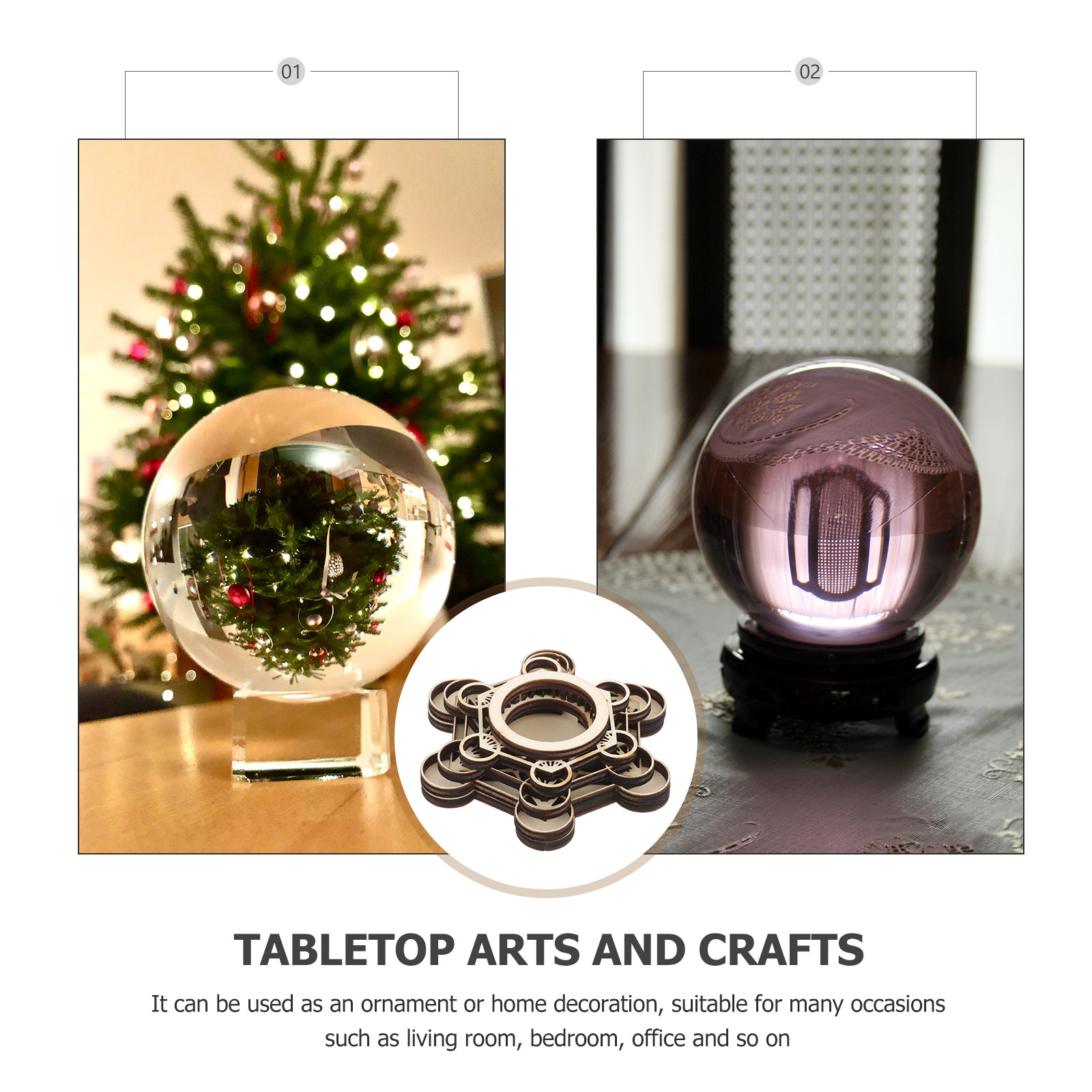 Wooden Crystal Ball Stand Lotu - Crystal Ball Decor recension och pris