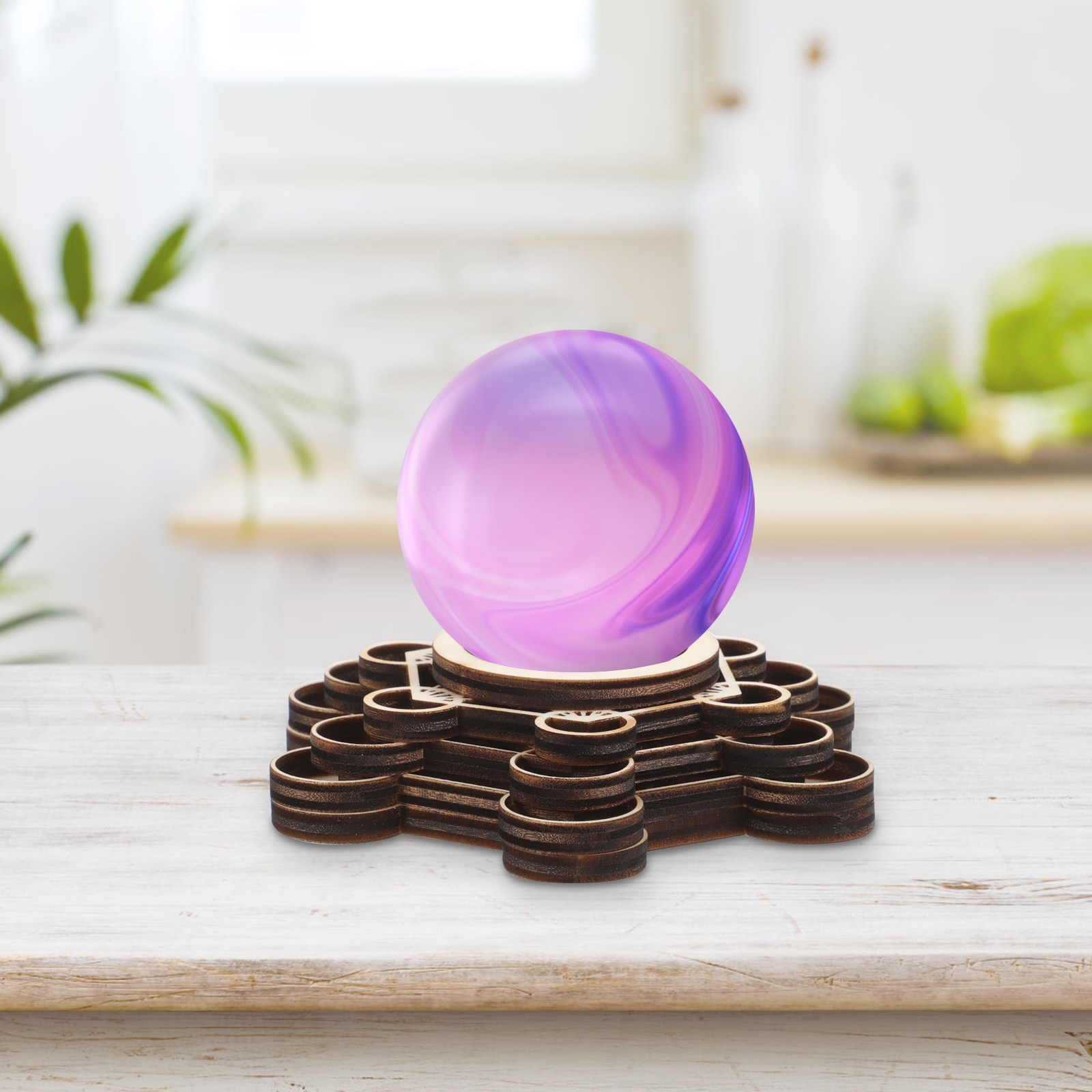 Wooden Crystal Ball Stand Lotu - Crystal Ball Decor recension och pris