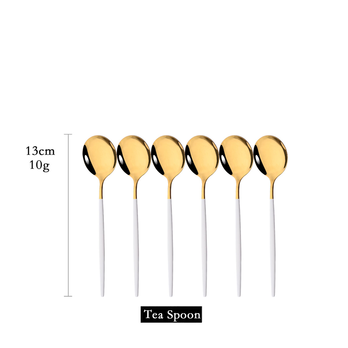 6Pcs Mirror White Gold Tea Spo - Gold Cutlery Flatware recension och pris
