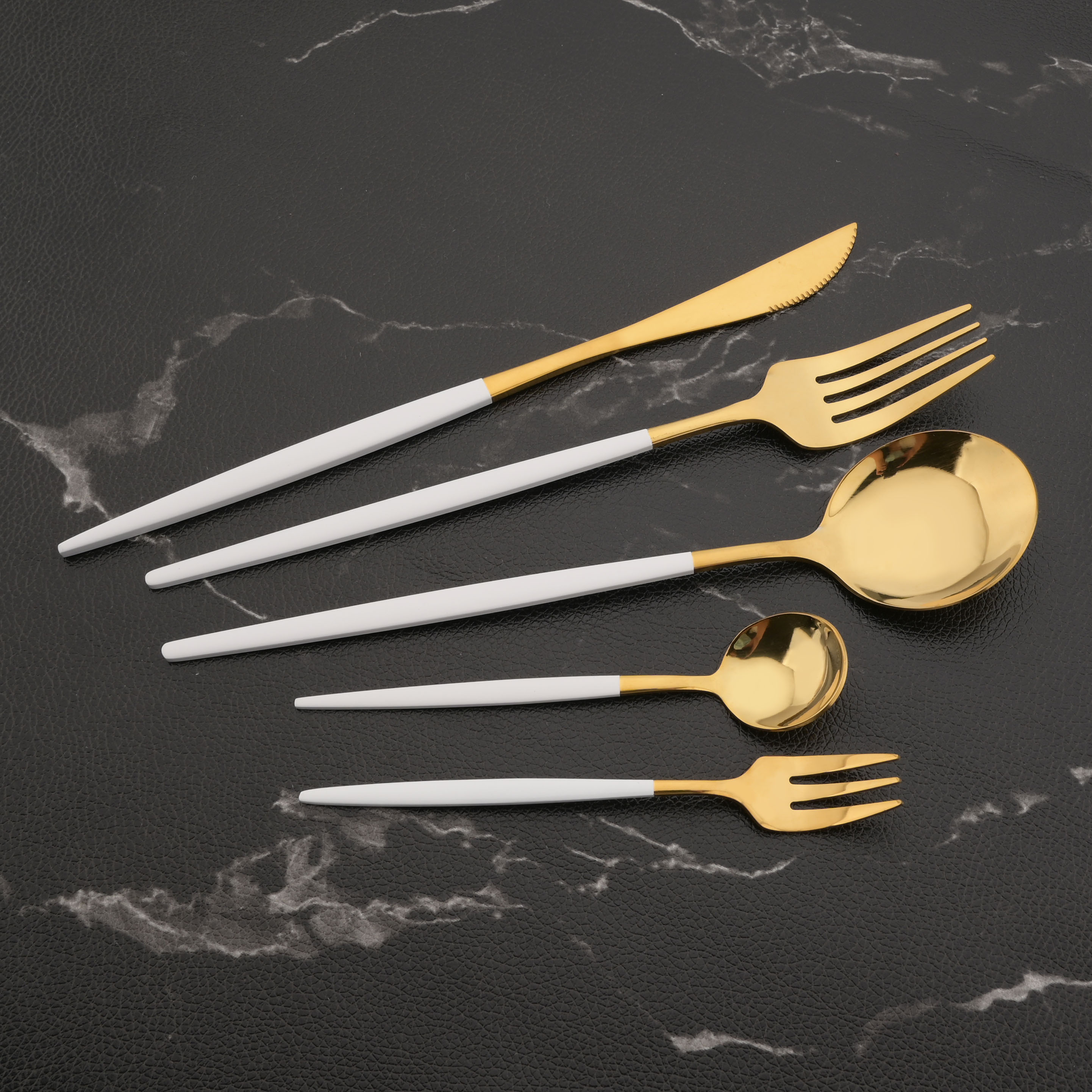 6Pcs Mirror White Gold Tea Spo - Gold Cutlery Flatware recension och pris