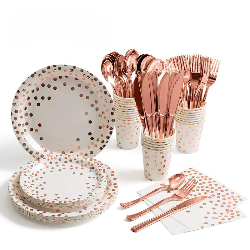 Rose Gold Party Tableware Kit  - Gold Cutlery Flatware recension och pris