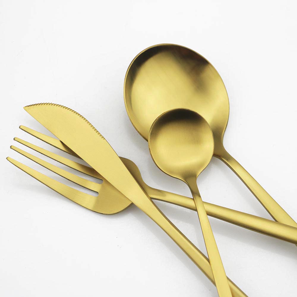 6Pcs Matte Stainless Steel Tea - Gold Cutlery Flatware recension och pris