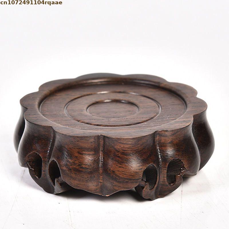 Ebony Wood Round Ornament Base - Crystal Ball Decor recension och pris