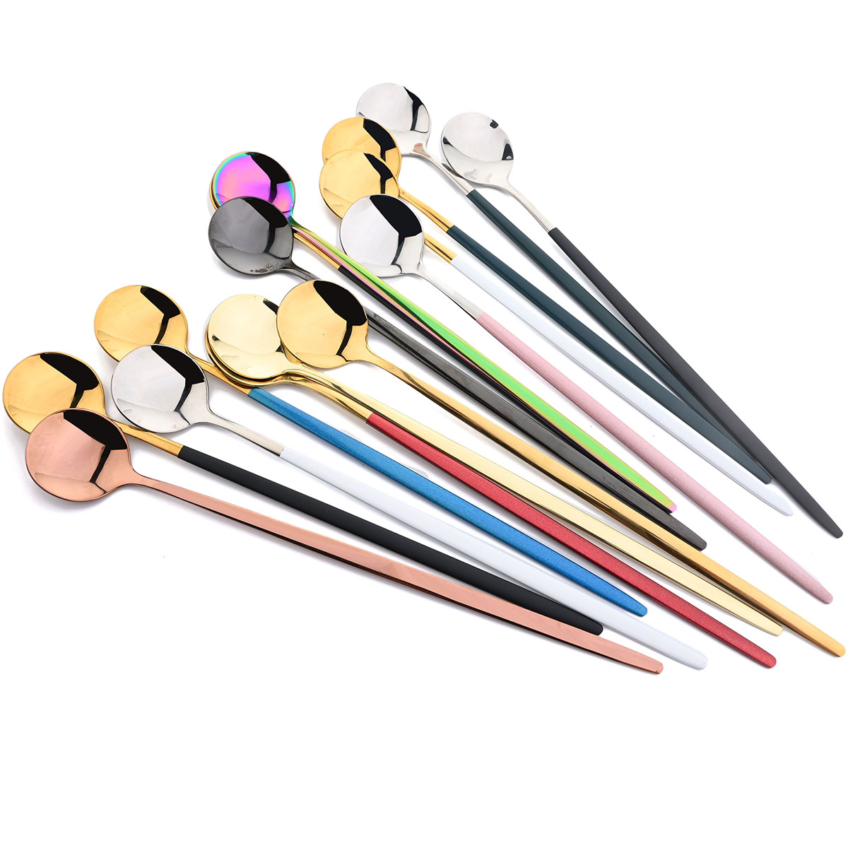 8Pcs Long Handle Ice Spoon Cof - Gold Cutlery Flatware recension och pris